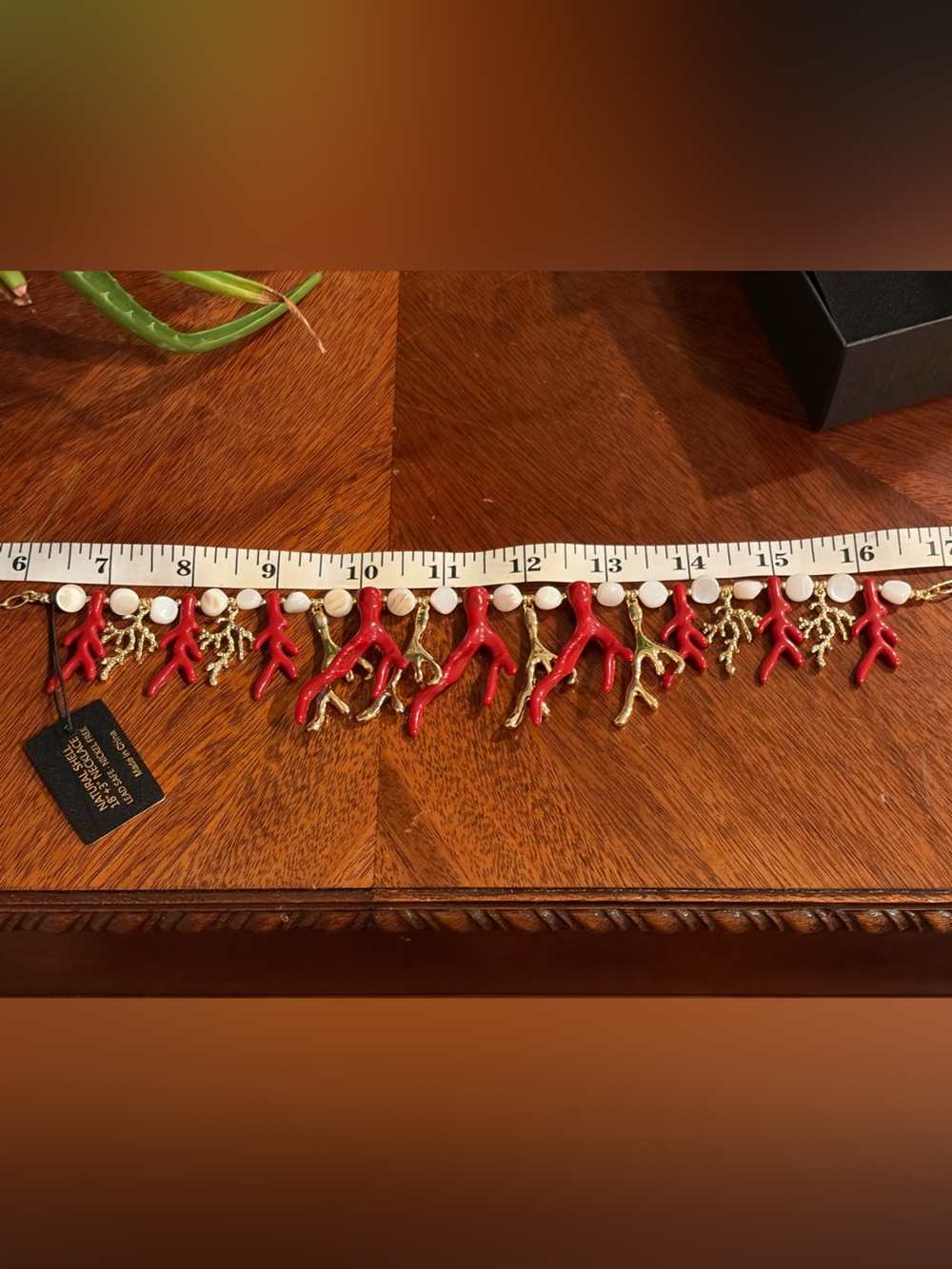 House of Harlow 1960 Red Coral & Gold Branch Pearl Necklace - Picture 4 of 7